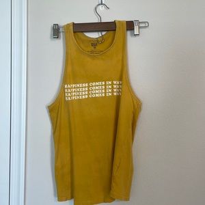 Billabong Women’s yellow “Happiness Comes in Waves” tank, size S
